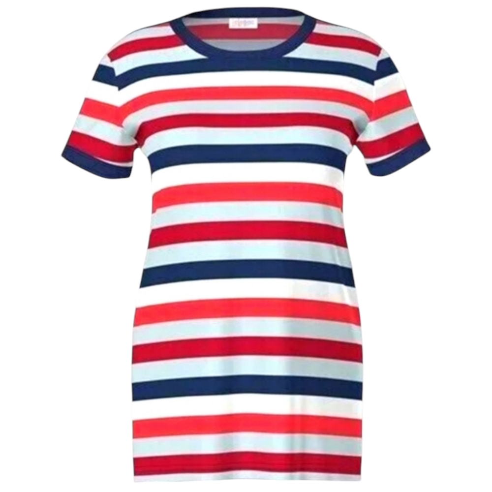 LuLaRoe Red and White Fitted T-Shirt with Cuffed Sleeves